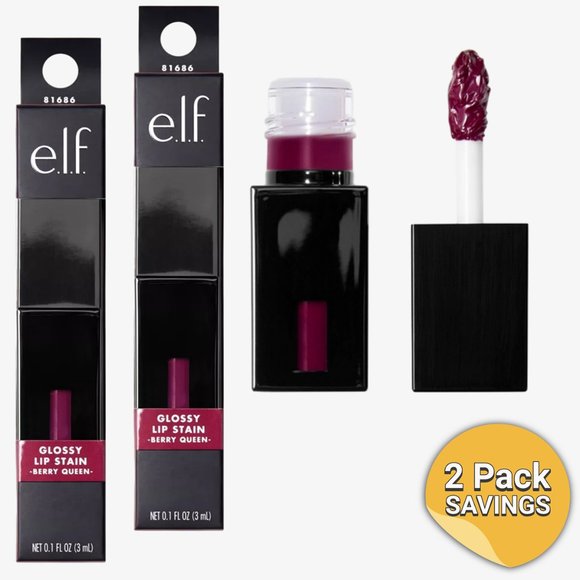 2 Pack - e.l.f. Cosmetics Glossy Lip Stain, Berry Queen - Picture 1 of 1